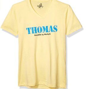 Marky G 6440 MEN'S Thomas Graphic Sueded V-Neck T-Shirt Banana Cream Yellow XL